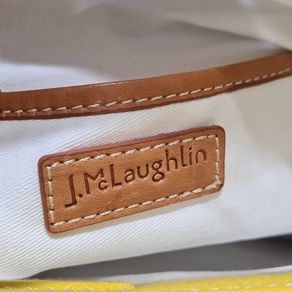 J. McLaughlin Harper Handbag Yellow White Striped Tote Bag NWT - Picture 4 of 9